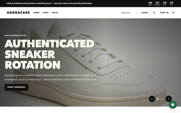 Homepage screenshot of the Streetware shop