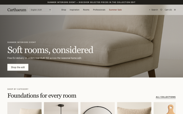 Homepage screenshot of the Home Decor shop